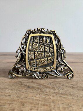 Vintage The Wailing Wall Metal Napkin Holder Western Wall Made in Israel Judaica